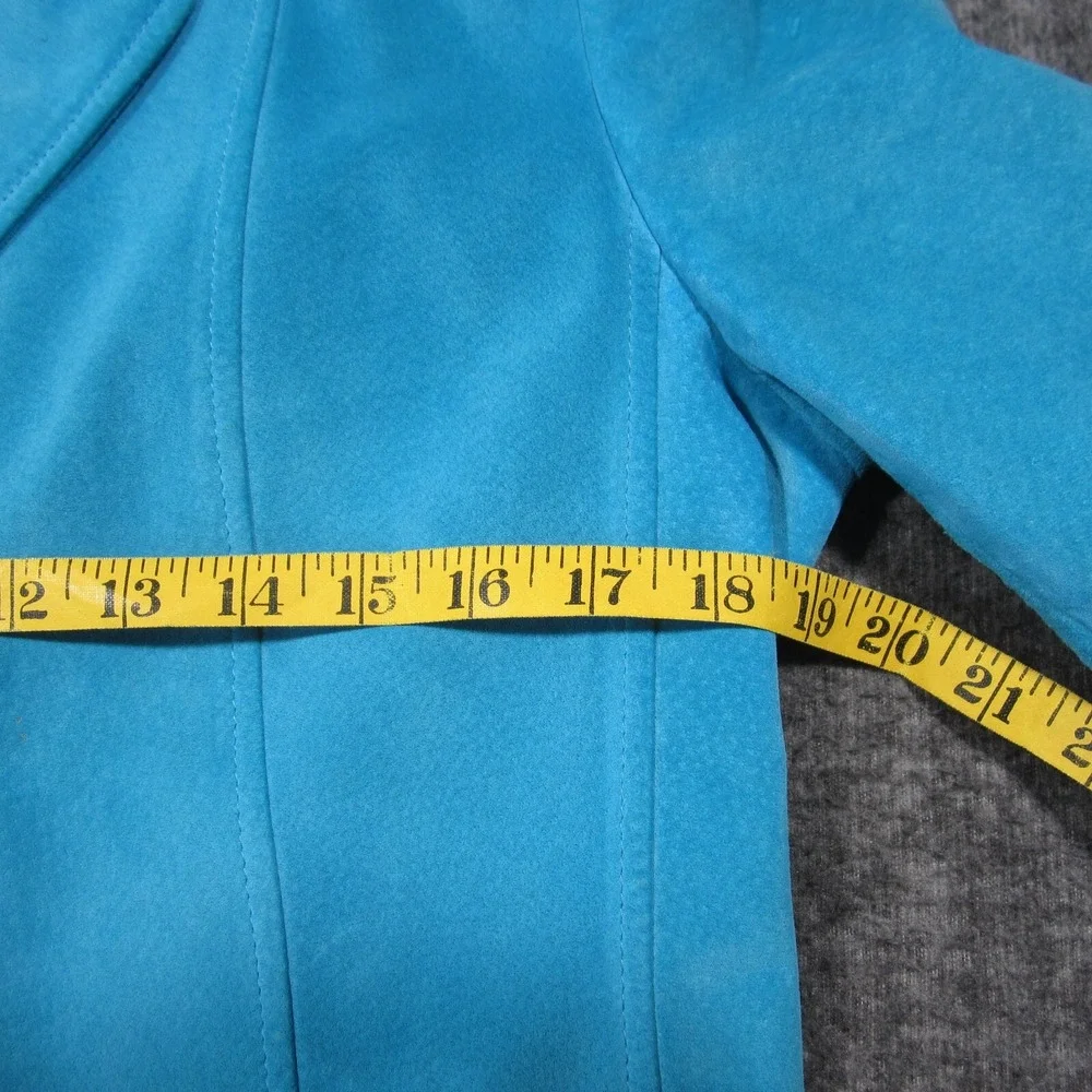 Vtg Burberry Suede Blazer Jacket Women 4‎ Teal Button Up Lined Luxury 80s 90s - Picture 6 of 12